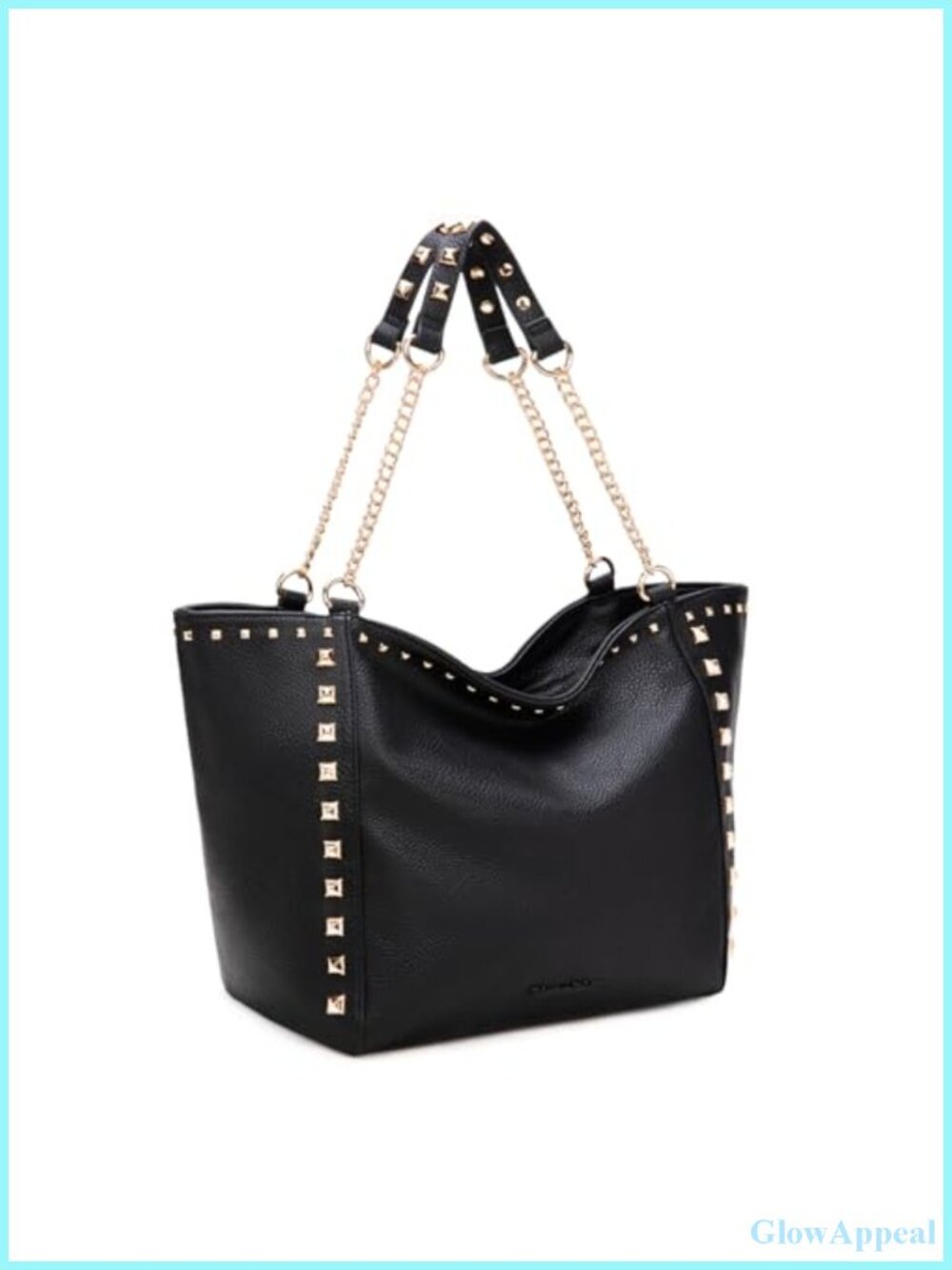 Oversized Vegan Leather Hobo Tote with Chain Handle